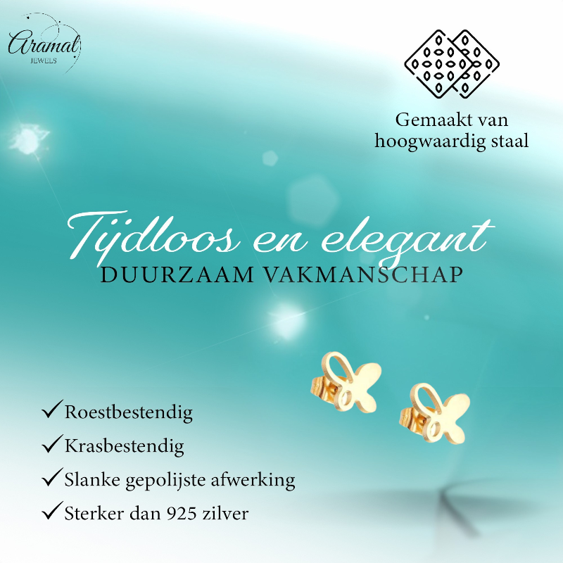 Boucles d'oreilles papillon couleur or 9x8 mm