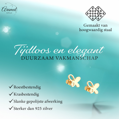 Boucles d'oreilles papillon couleur or 9x8 mm