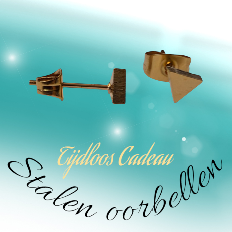 RVS Driehoek Oorbellen Goudkleur 5mm - Geometrische Oorstekers
