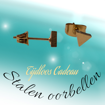 RVS Driehoek Oorbellen Goudkleur 5mm - Geometrische Oorstekers