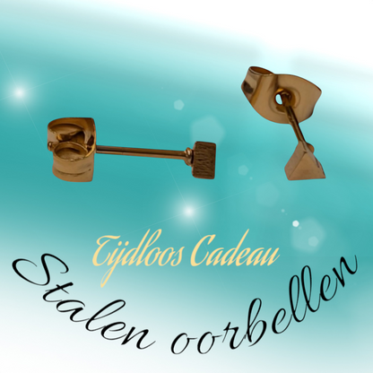 Stalen Oorbellen Driehoek Goudkleur – 3mm