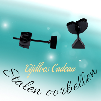 Boucles d'oreilles triangulaires en acier noir – 4 mm