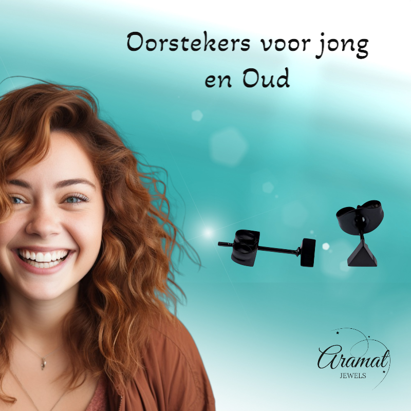 Boucles d'oreilles triangulaires en acier noir – 4 mm