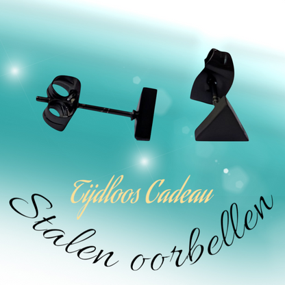 Boucles d'oreilles triangulaires en acier noir – 6 mm