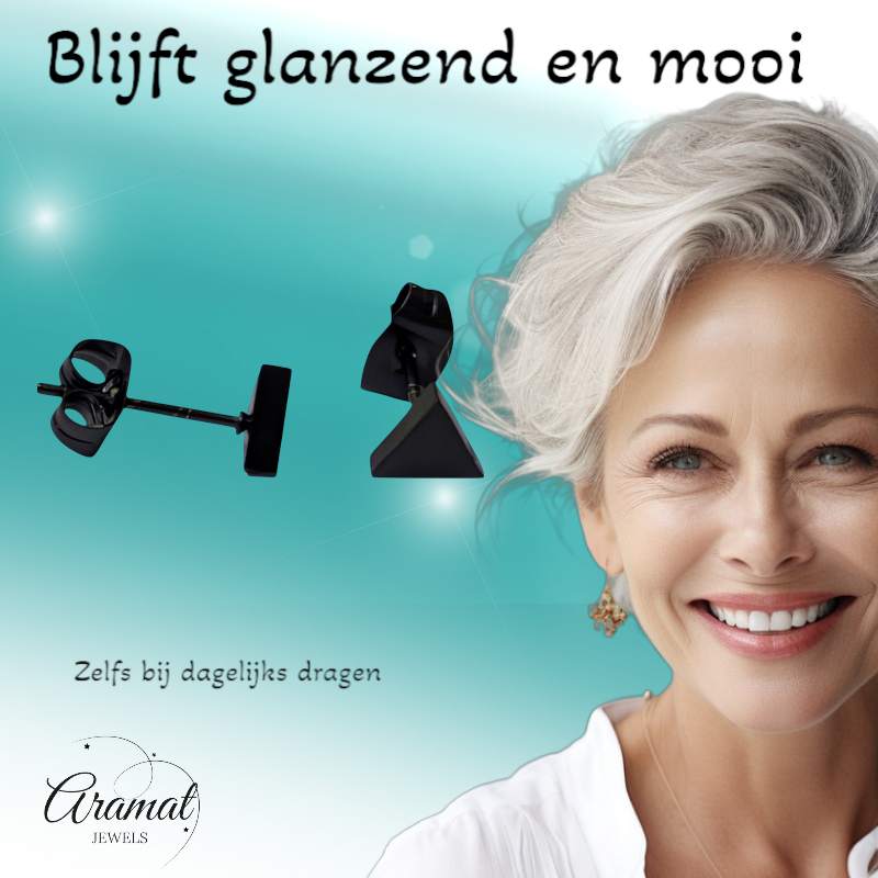 Boucles d'oreilles triangulaires en acier noir – 6 mm