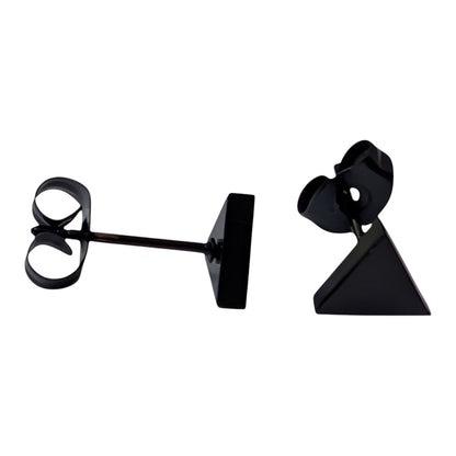 Boucles d'oreilles triangulaires en acier inoxydable noir 7 mm - Puces d'oreilles géométriques
