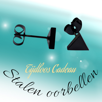 Boucles d'oreilles triangulaires en acier inoxydable noir 7 mm - Puces d'oreilles géométriques