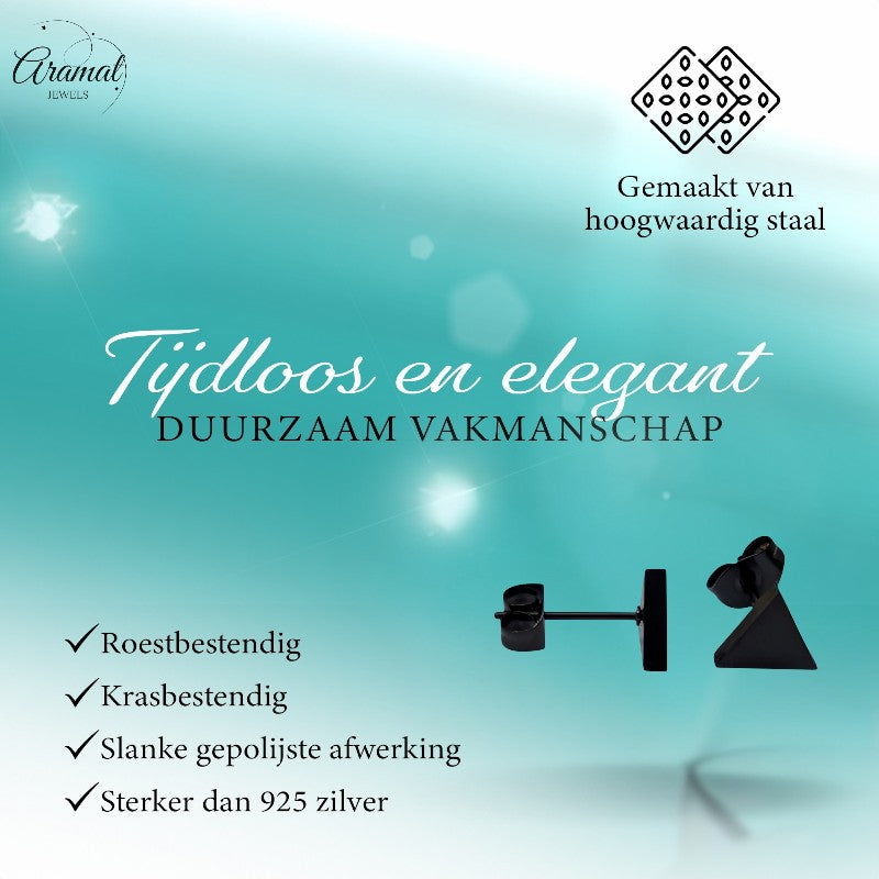 Boucles d'oreilles triangulaires en acier noir – 8 mm