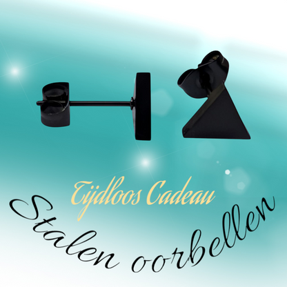 Boucles d'oreilles triangulaires en acier noir – 8 mm