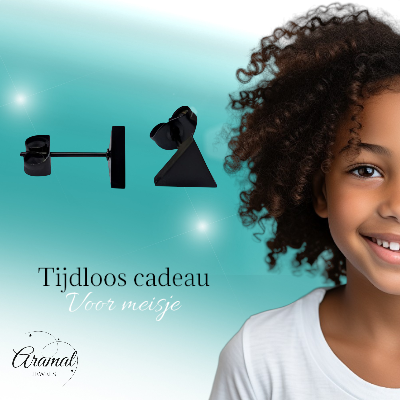 Boucles d'oreilles triangulaires en acier noir – 8 mm