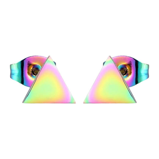 Boucles d'oreilles triangulaires en acier multicolores – 7 mm