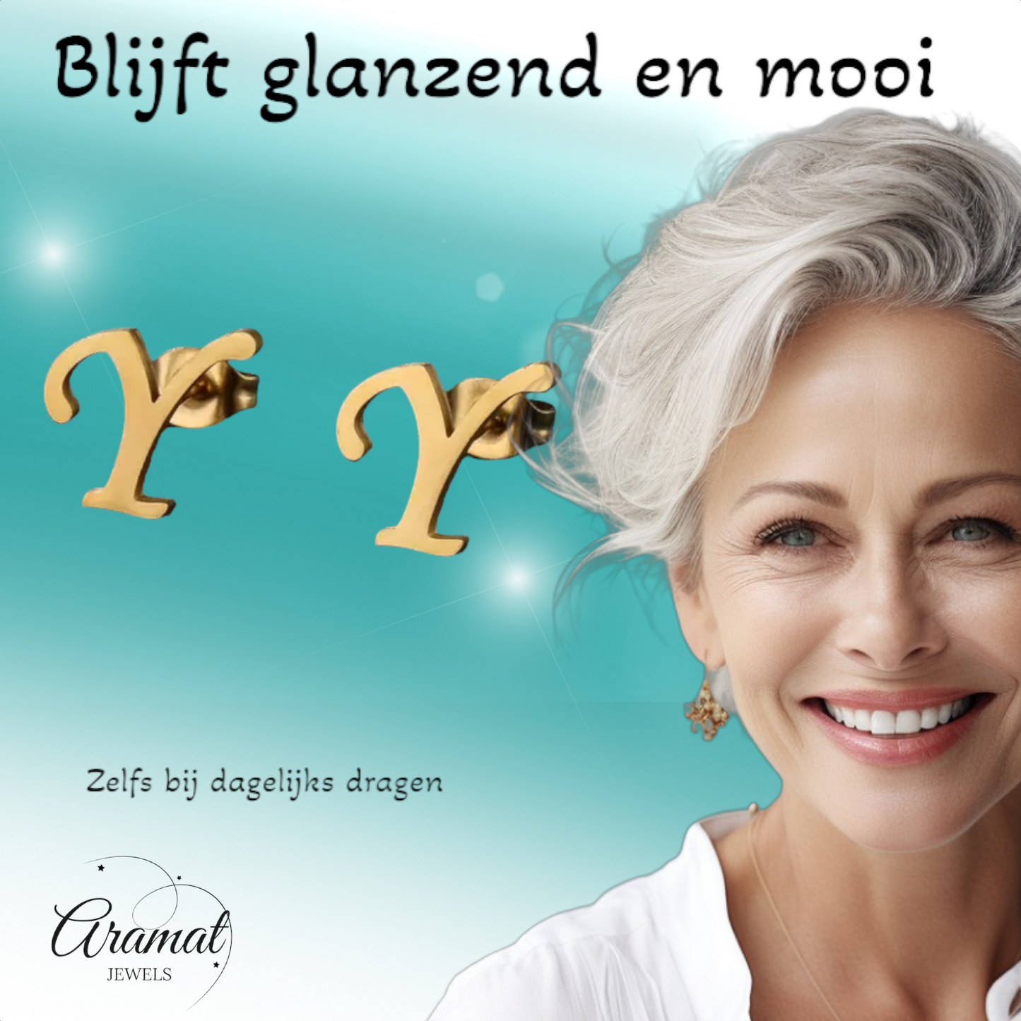 RVS Letter Y Oorbellen Goudkleurig – Initiaal