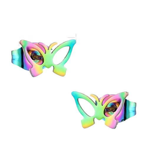 Vlinder oorstekers multikleur staal – 6x10mm open