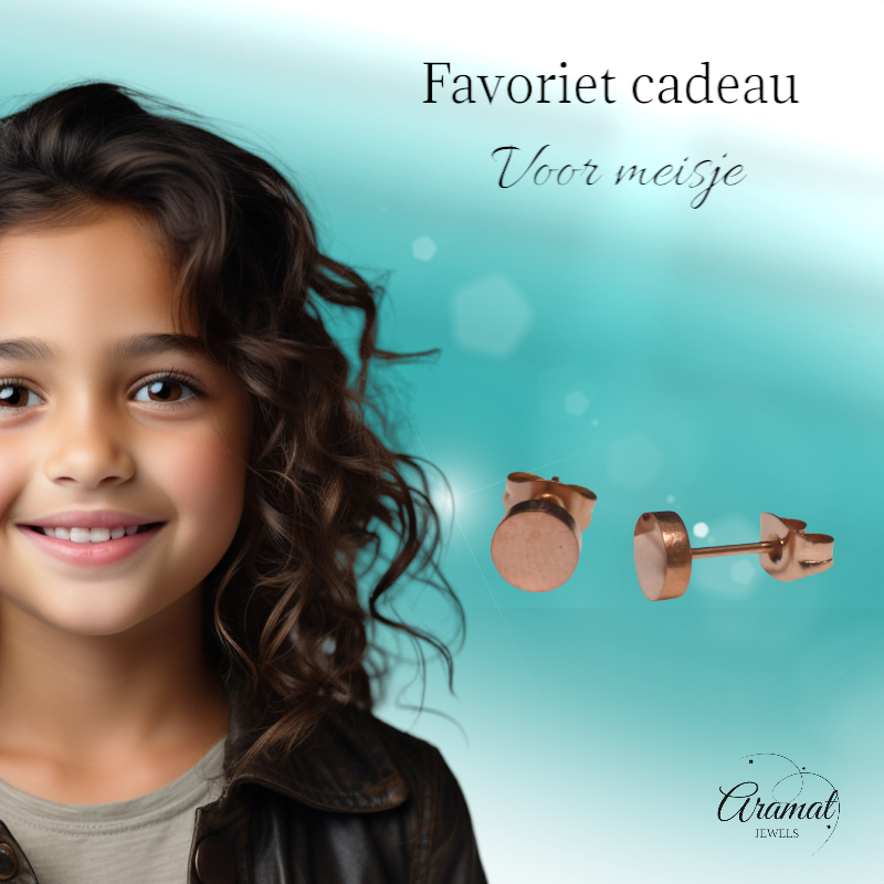 Puces d'oreilles rondes couleur rose, acier inoxydable, 6 mm