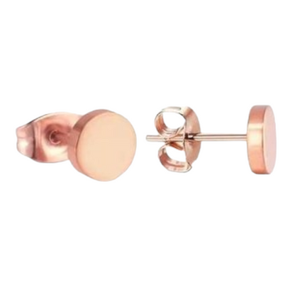 Puces d'oreilles rondes couleur rose, acier inoxydable 7 mm