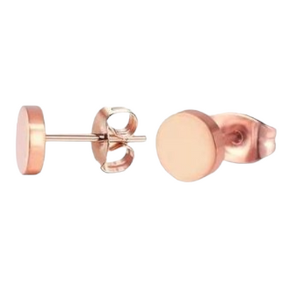 Puces d'oreilles rondes couleur rose, acier inoxydable 7 mm