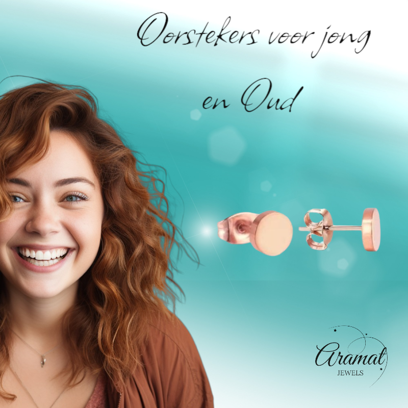 Puces d'oreilles rondes couleur rose, acier inoxydable 7 mm