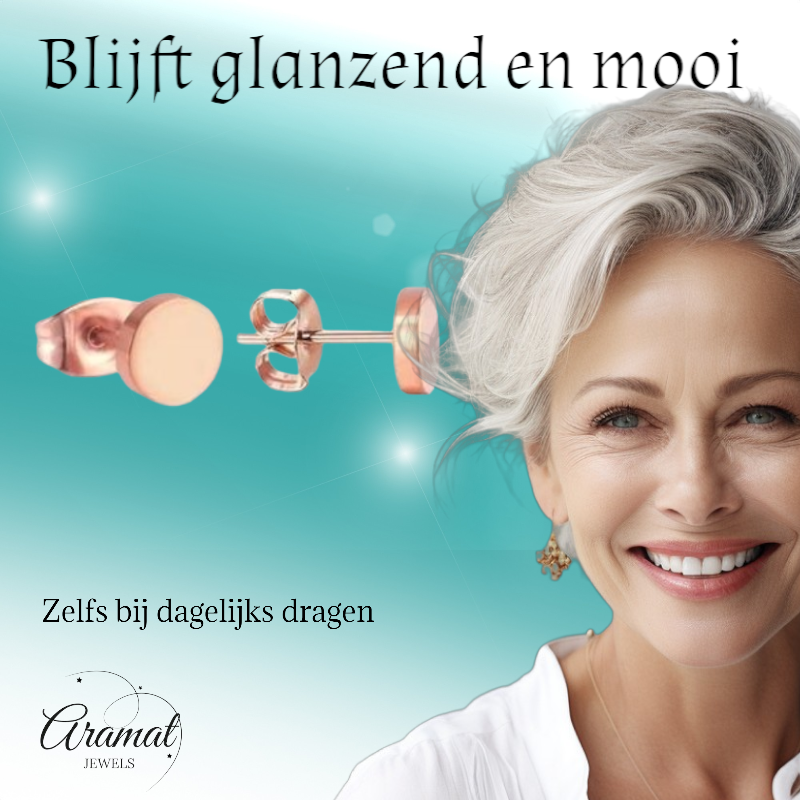 Puces d'oreilles rondes couleur rose, acier inoxydable 7 mm