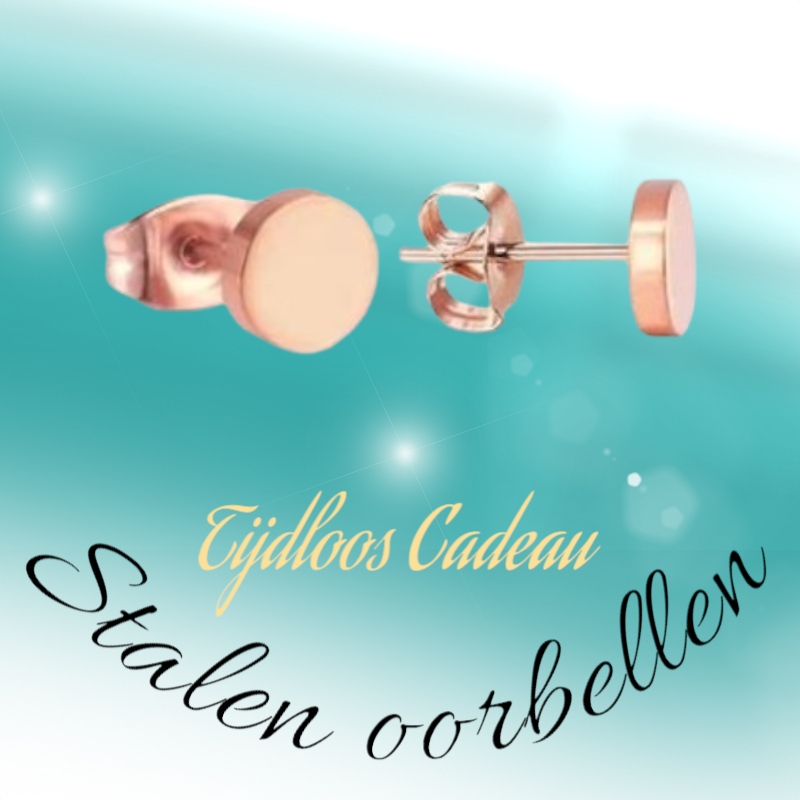 Puces d'oreilles rondes couleur rose, acier inoxydable 7 mm