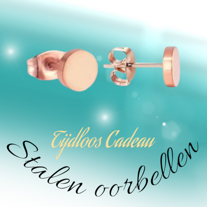 Puces d'oreilles rondes couleur rose, acier inoxydable 7 mm