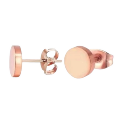 Puces d'oreilles rondes couleur rose, acier inoxydable 8 mm