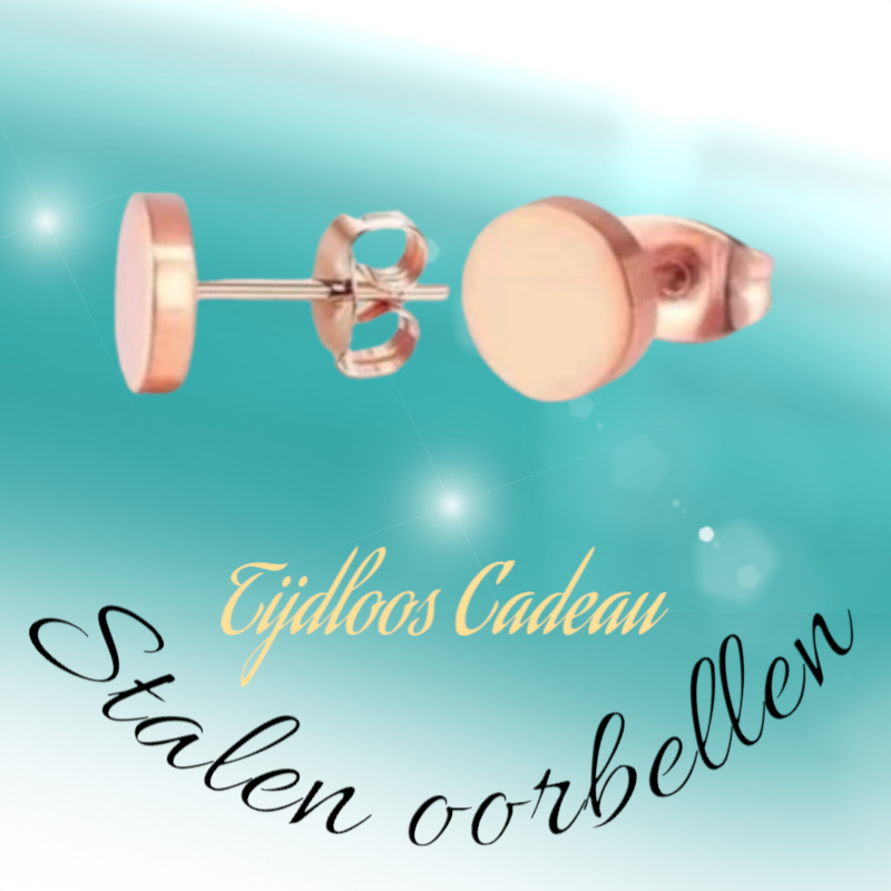 Puces d'oreilles rondes couleur rose, acier inoxydable 8 mm