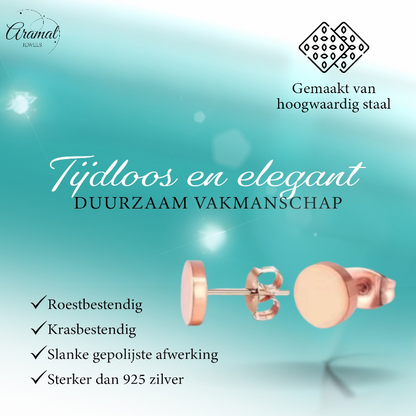 Puces d'oreilles rondes couleur rose, acier inoxydable 8 mm