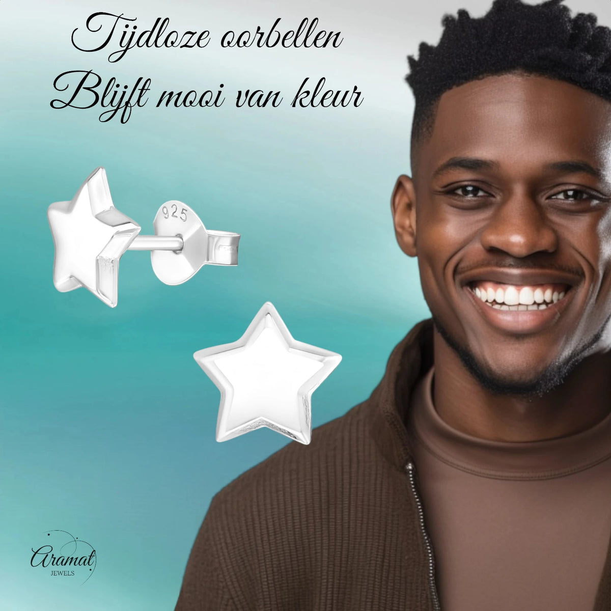 925 Sterling Zilveren Sterretjes Oorknopjes 8mm – Hoogglans Gepolijst