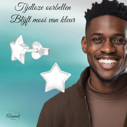 925 Sterling Zilveren Sterretjes Oorknopjes 8mm – Hoogglans Gepolijst