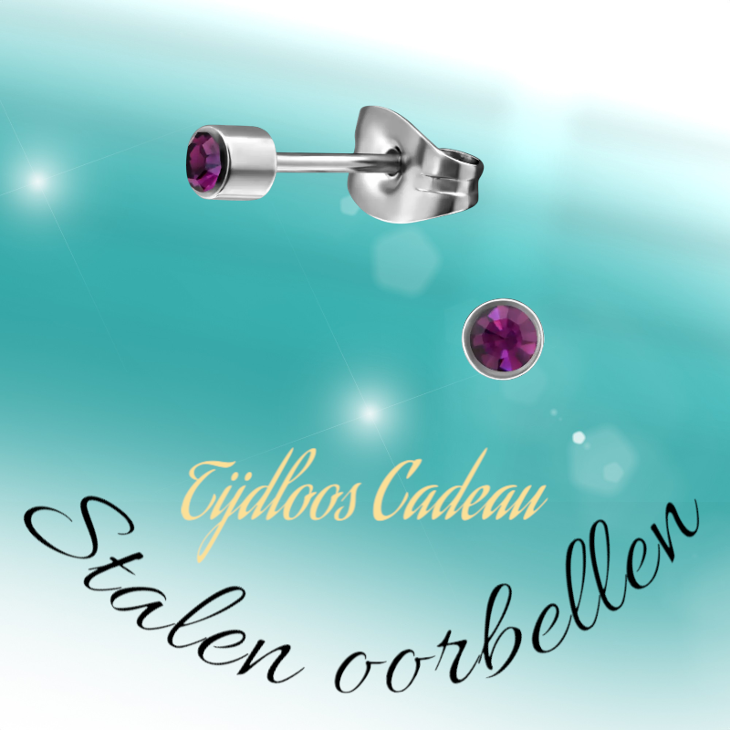 Boucles d'oreilles puces en cristal lavande mini – acier inoxydable 3 mm