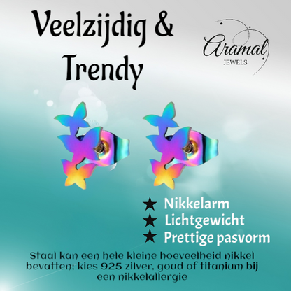 Clous de barre multicolores – 3 papillons – 10x6mm