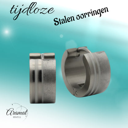 Boucles d'oreilles – Acier inoxydable couleur argent sablé/brillant (13 mm) 