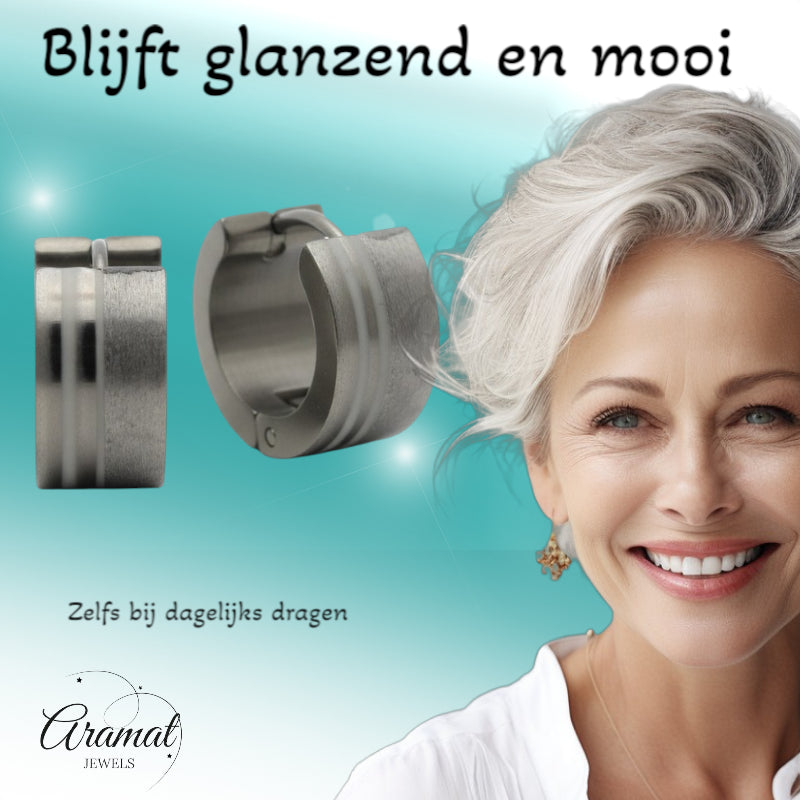 Boucles d'oreilles – Acier inoxydable couleur argent sablé/brillant (13 mm) 