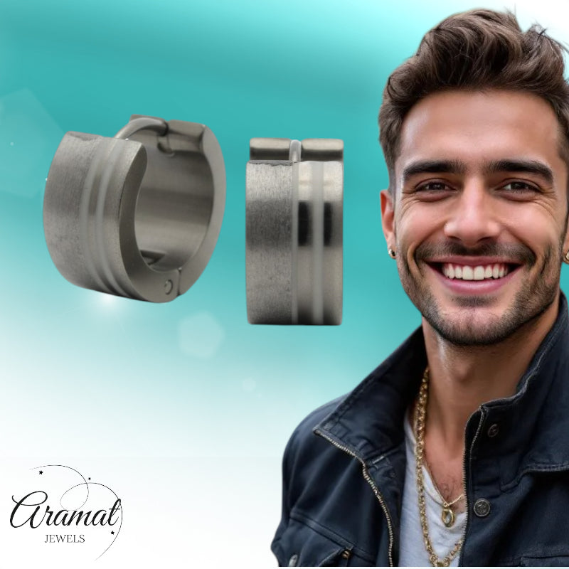 Boucles d'oreilles – Acier inoxydable couleur argent sablé/brillant (13 mm) 