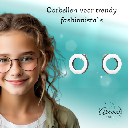 Open Cirkel Oorbellen Zilverkleur – 8mm