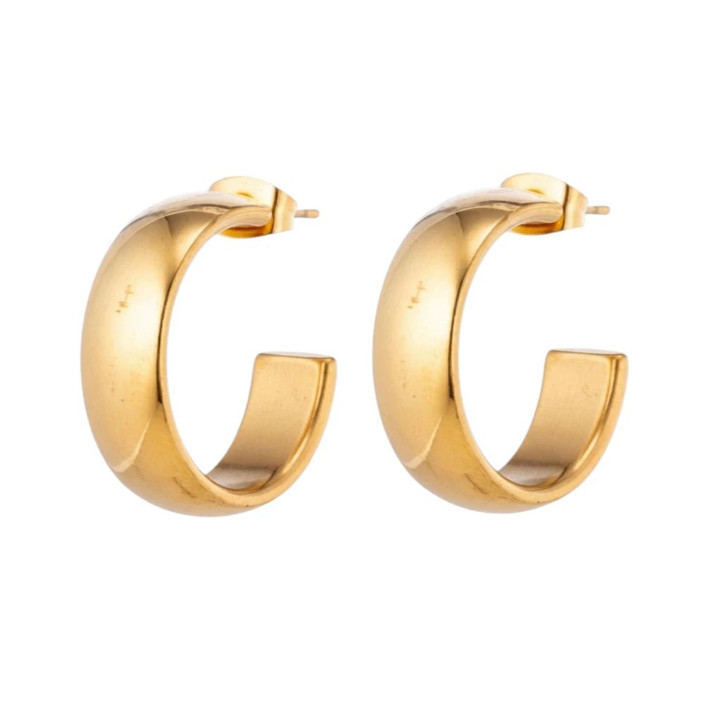 Oorbellen – 22mm Hoepel Creool Glad RVS Goudkleur Unisex - Aramat Jewels - Oorringen - cadeautip