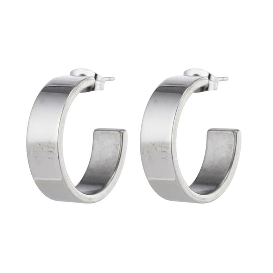 Oorbellen – 28mm Half - Hoop Glad RVS Zilverkleur Unisex - Aramat Jewels - Oorringen - cadeautip