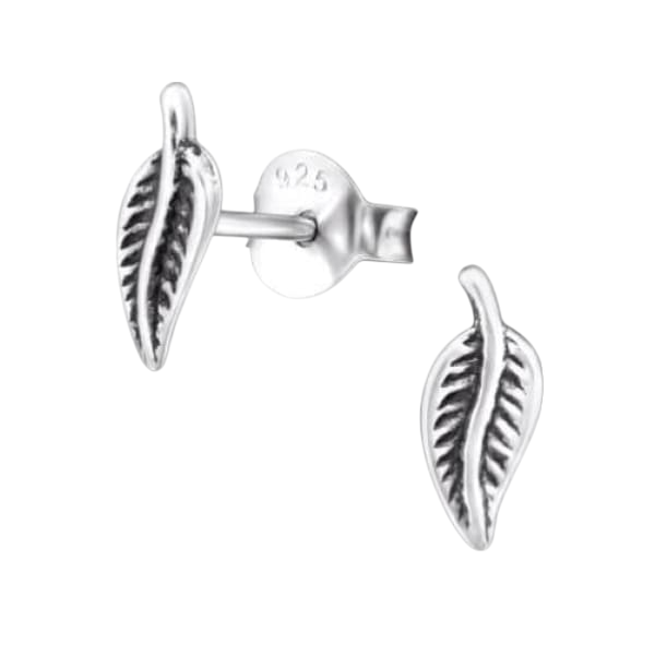 Boucles d'oreilles feuilles d'argent, style antique – 9 x 3 mm