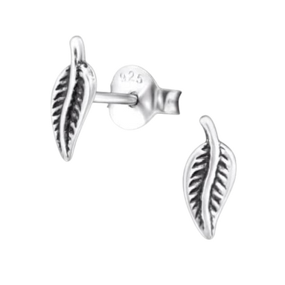 Boucles d'oreilles feuilles d'argent, style antique – 9 x 3 mm