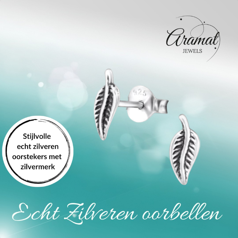 Boucles d'oreilles feuilles d'argent, style antique – 9 x 3 mm