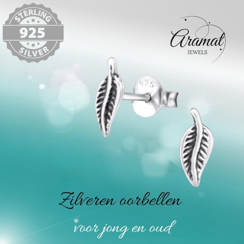 Boucles d'oreilles feuilles d'argent, style antique – 9 x 3 mm