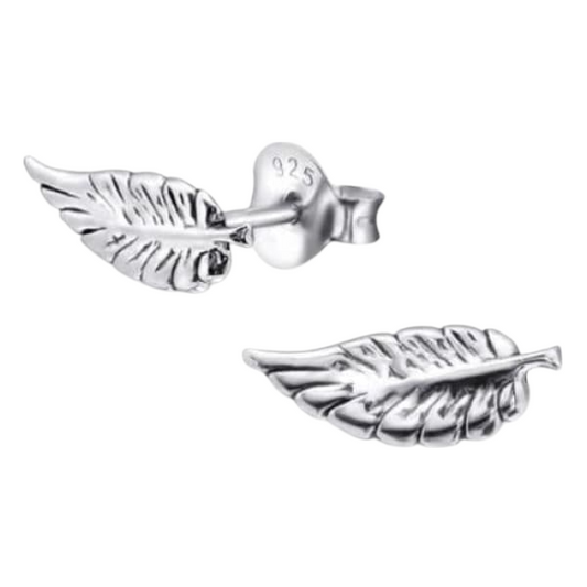 Boucles d'oreilles feuilles d'argent, style antique – 11 x 4 mm