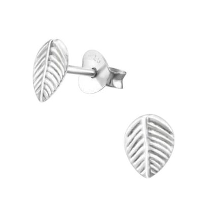 Boucles d'oreilles feuilles d'argent, style antique – 7 x 5 mm