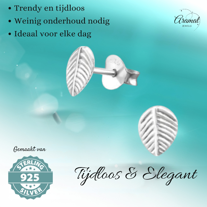 Boucles d'oreilles feuilles d'argent, style antique – 7 x 5 mm