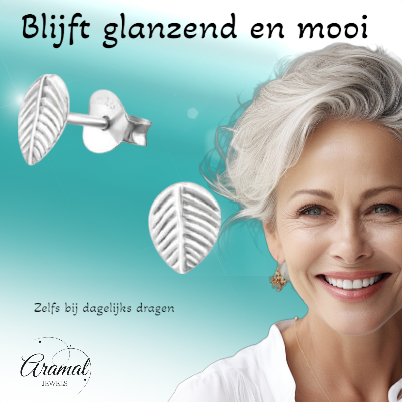 Boucles d'oreilles feuilles d'argent, style antique – 7 x 5 mm