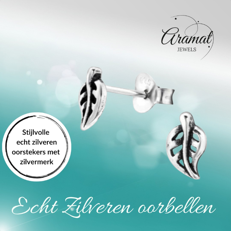 Zilveren Blaadje Oorbellen Antieklook – 7x4mm