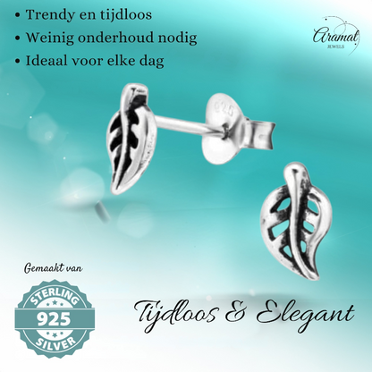 Zilveren Blaadje Oorbellen Antieklook – 7x4mm