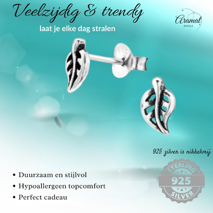 Zilveren Blaadje Oorbellen Antieklook – 7x4mm