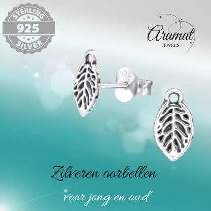 Boucles d'oreilles feuilles d'argent, style antique – 9 x 5 mm