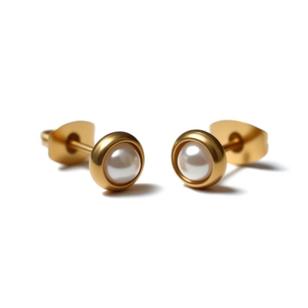 Oorbellen – Parel Wit in Goudkleurig Design (6mm) - Aramat Jewels - Oorbellen - cadeautip